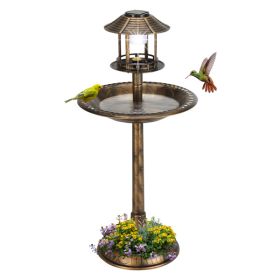 51*51*106cm Plastic Round Birdbath with Solar Light