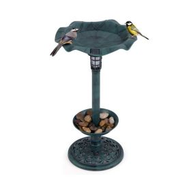 Birdbath with Bird Feeder and Flower Planter for Outdoor Decor (Color: Green, Type: bird supplies)