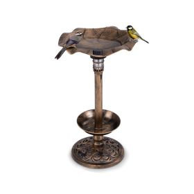 Birdbath with Bird Feeder and Flower Planter for Outdoor Decor (Color: Bronze, Type: bird supplies)