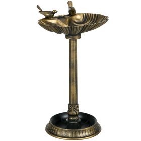 Outsunny 32" Antique Bird Bath with Pedestal Flower Planter Base, Vintage Style Decorative Birdbath, Bird Feeder Bowl & Planter Decoration Yard Statue (Color: as Pic)